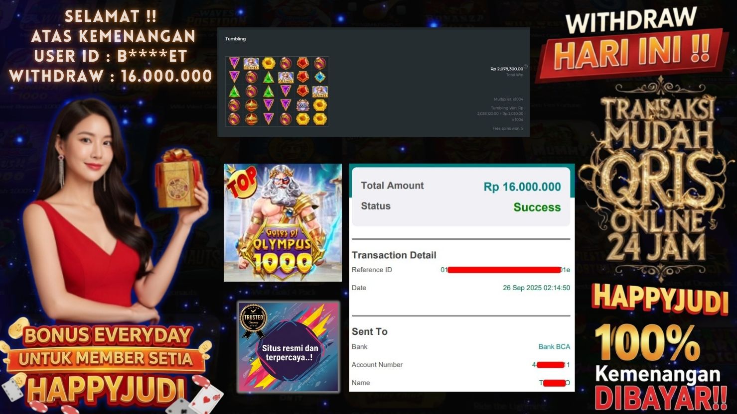 HAPPYJUDI JACKPOT SLOT GATES OF OLYMPUS 1000